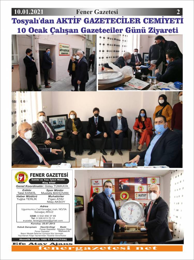 10.01.2021 tarihli  İskenderun Fener  Gazetesi  