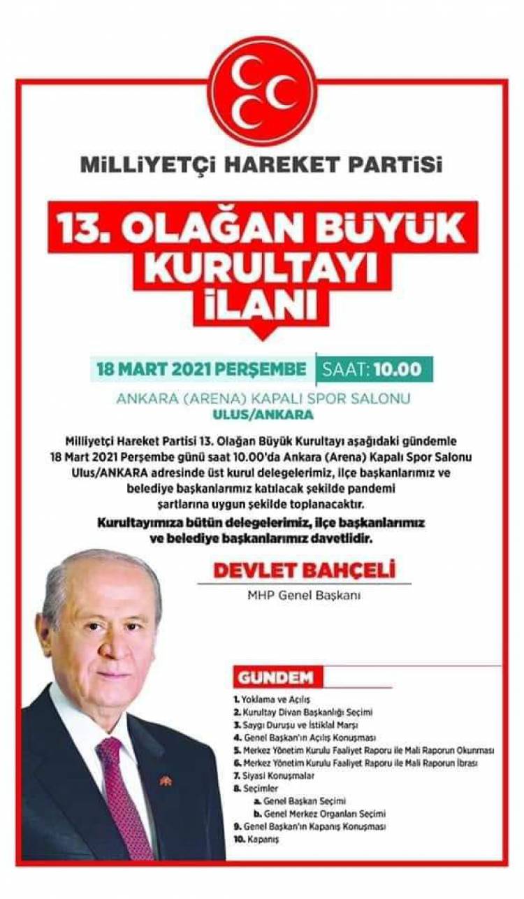 MHP KURULTAY DUYURUSU