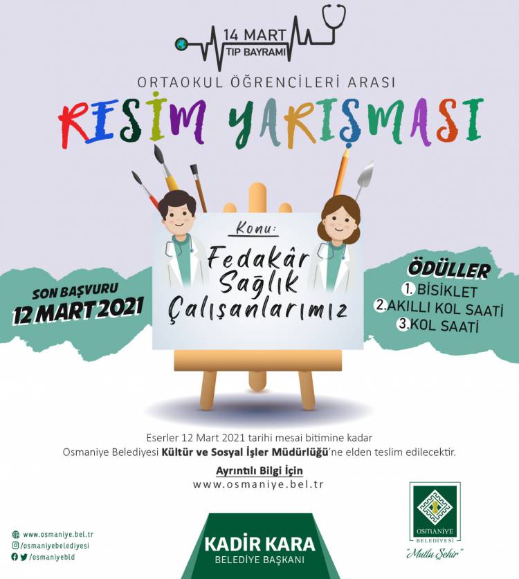 OSMANİYE BELEDİYESİ’NDEN “FEDAKÂR SAĞLIK ÇALIŞANLARI” KONULU RESİM YARIŞMASI