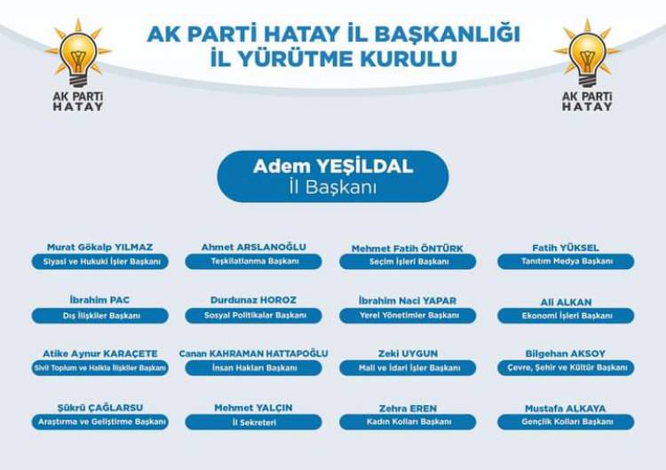 BİLGEHAN AKSOY AK PARTİ HATAY İL BAŞKAN YARDIMCISI OLDU