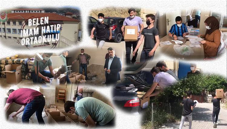 BELEN İMAM HATİP ORTAOKULU AİLESINDEN İHTİYAÇ SAHİBİ AİLELERE  RAZAMAN KUMANYASI DAĞITIMI